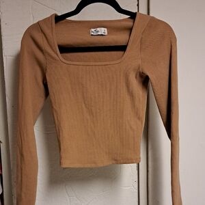 Wild Fable Camel Ribbed Long Sleeve Top